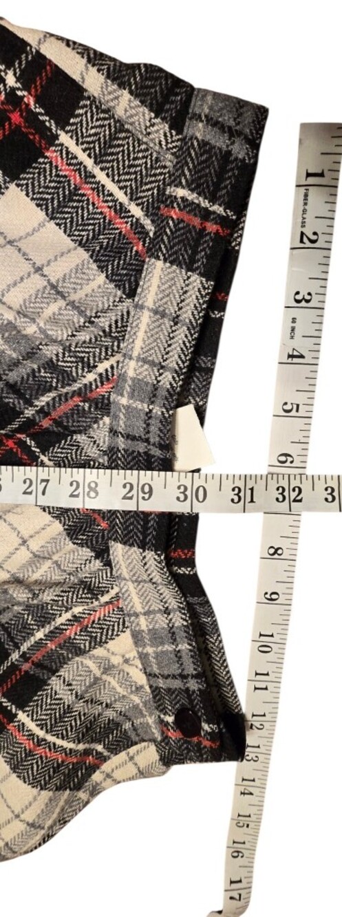 Vintage 1980s B. Bronson Plaid Wool Blend Midi Skirt Black White Red 8 - Picture 4 of 6